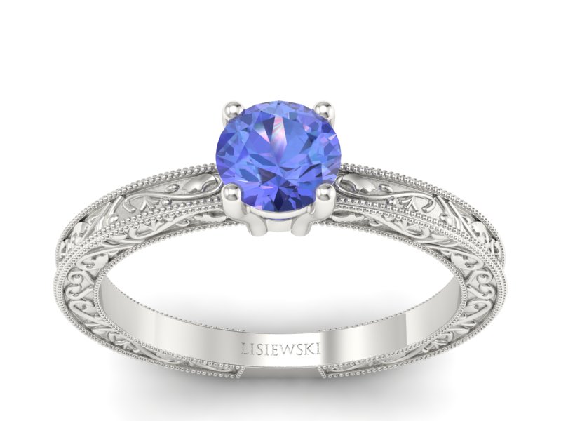 Złoty pierścionek z tanzanitem białe złoto - p16277bt - 1