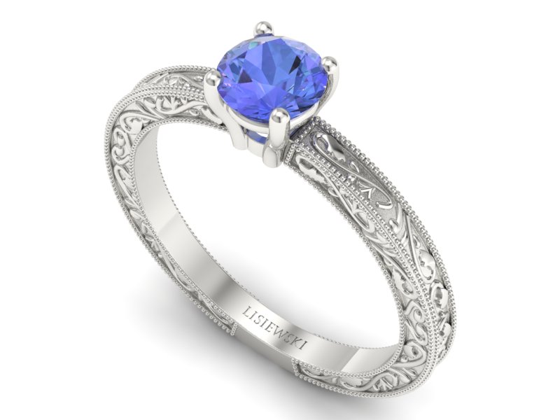 Złoty pierścionek z tanzanitem białe złoto - p16277bt - 3