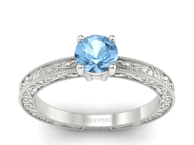 Złoty pierścionek z topazem białe złoto - p16277btp - 1