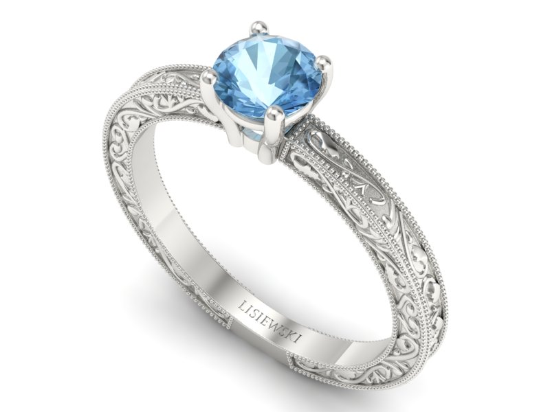 Pierścionek z topazem w białym złocie delikatny luksus - p16277btp