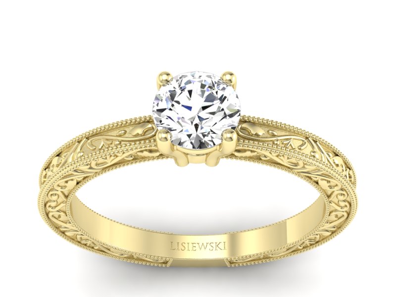 Złoty pierścionek z brylantem żółte złoto - p16277z - 1