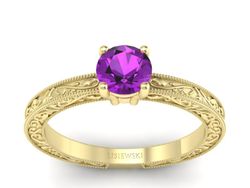 Złoty Pierścionek z ametystem żółte złoto 585 - p16277zat