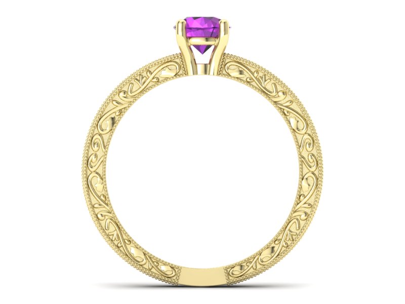 Złoty pierścionek z ametystem żółte złoto - p16277zat - 2
