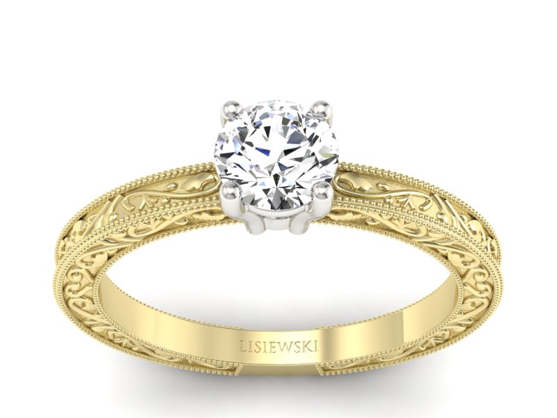 Pierścionek z diamentem żółte i białe złoto - p16277zb - 1