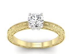 Pierścionek z diamentem żółte i białe złoto 585 - p16277zb