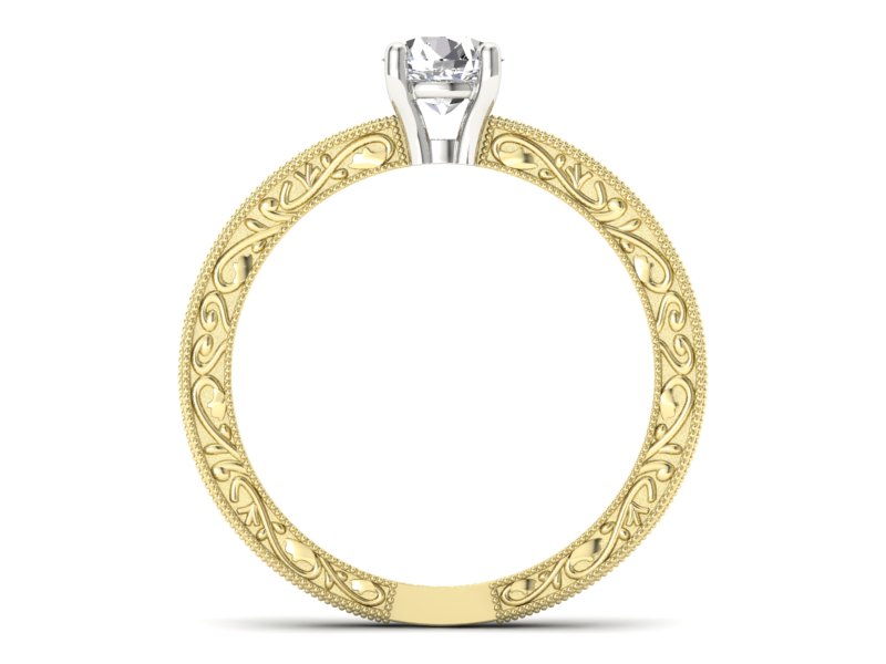 Pierścionek z diamentem żółte i białe złoto - p16277zb - 2