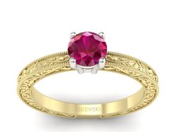 Pierścionek z rubinem żółte białe złoto - p16277zbr