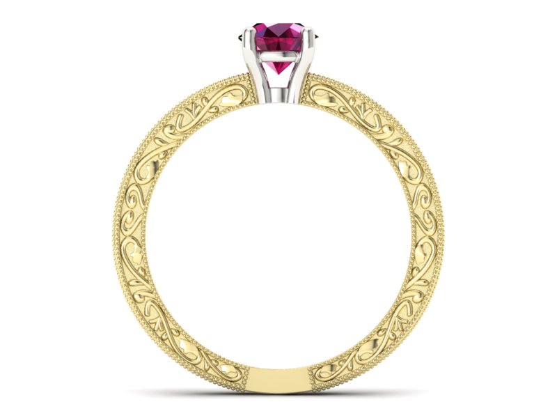 Pierścionek z rubinem żółte białe złoto - p16277zbr - 2