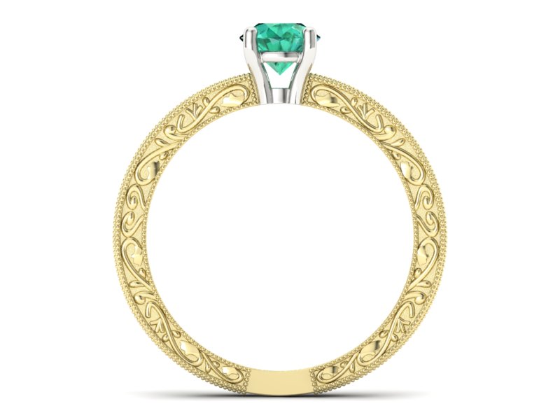 Pierścionek ze szmaragdem żółte i białe złoto - p16277zbsm - 2