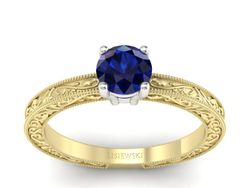 Pierścionek z szafirem żółte białe złoto 585 - p16277zbsz
