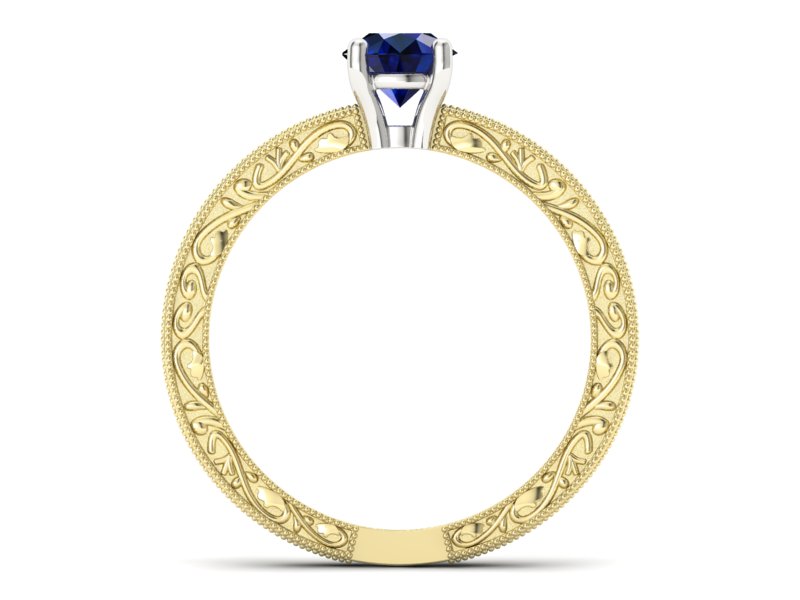 Pierścionek z szafirem żółte białe złoto 585 - p16277zbsz