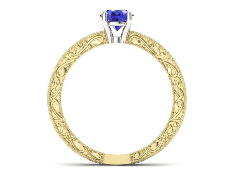 Pierścionek z szafirem żółte białe złoto 585 - p16277zbszc