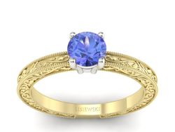 Pierścionek z tanzanitem żółte białe złoto - p16277zbt