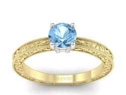 Pierścionek z topazem żółte białe złoto 585 - p16277zbtp