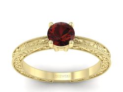 Złoty Pierścionek z granatem żółte złoto 585 - p16277zgr