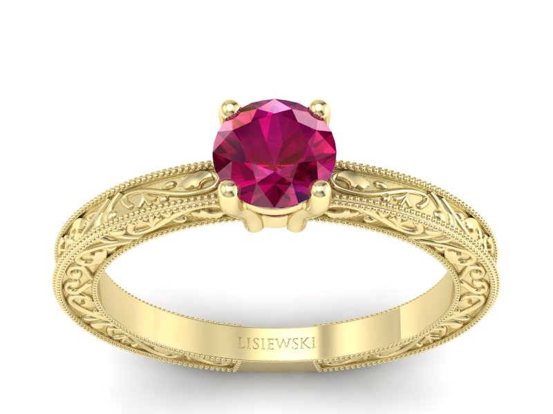 Złoty pierścionek z rubinem żółte złoto - p16277zr - 1