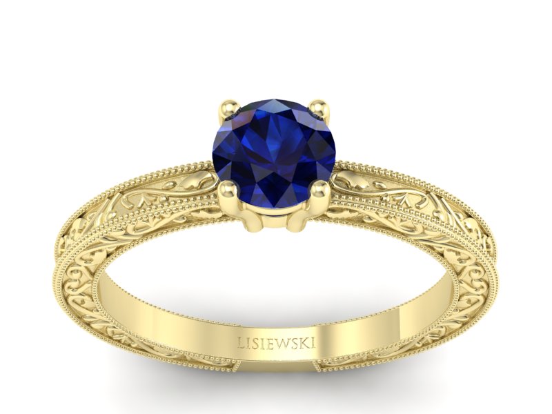 Złoty pierścionek z szafirem żółte złoto - p16277zsz - 1