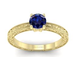 Złoty Pierścionek z szafirem żółte złoto 585 - p16277zsz