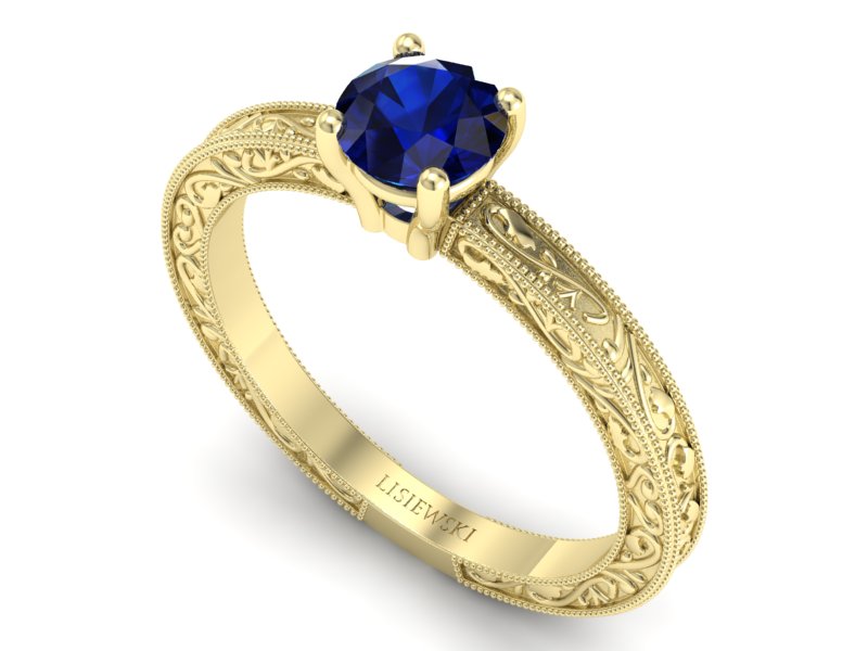 Złoty pierścionek z szafirem żółte złoto - p16277zsz - 3