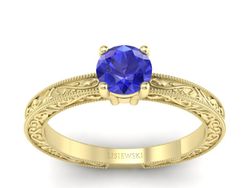 Złoty Pierścionek z szafirem żółte złoto szafir - p16277zszc