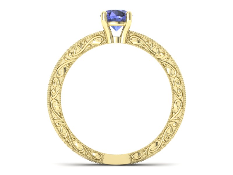 Złoty pierścionek z tanzanitem żółte złoto - p16277zt - 2