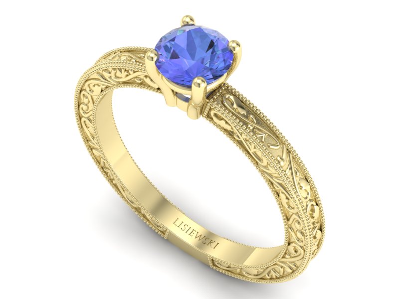 Złoty pierścionek z tanzanitem żółte złoto - p16277zt - 3