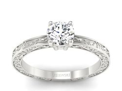 Złoty Pierścionek z brylantem białe złoto 585 - p16278b