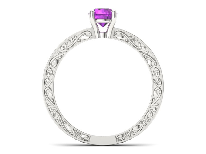 Złoty pierścionek z ametystem białe złoto - p16278bat - 2