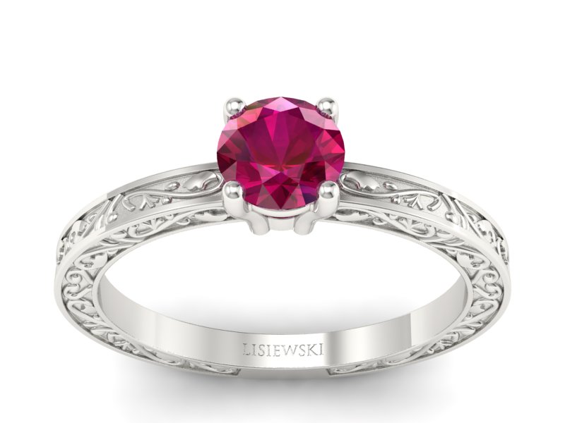 Złoty pierścionek z rubinem białe złoto - p16278br - 1