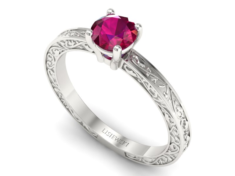 Złoty pierścionek z rubinem białe złoto - p16278br - 3