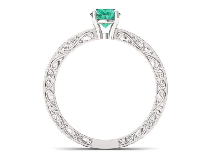 Złoty pierścionek ze szmaragdem w białym złocie 585 - p16278bsm