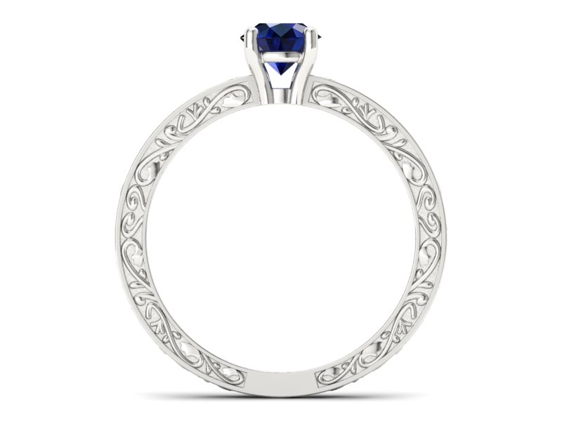 Złoty pierścionek z szafirem w białym złocie próby 585 - p16278bsz