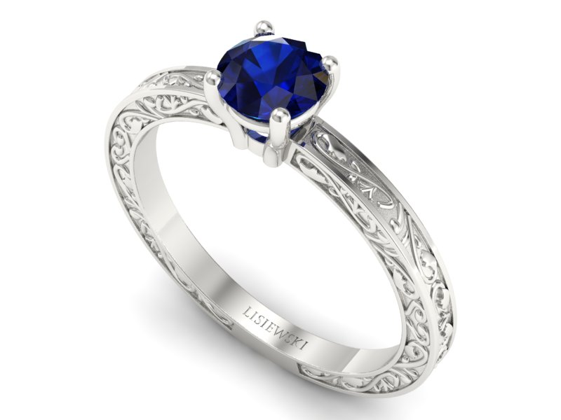 Złoty pierścionek z szafirem białe złoto - p16278bsz - 3