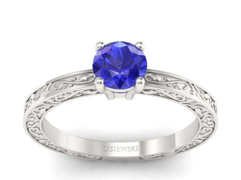 Złoty pierścionek z szafirem białe złoto - p16278bszc - 1