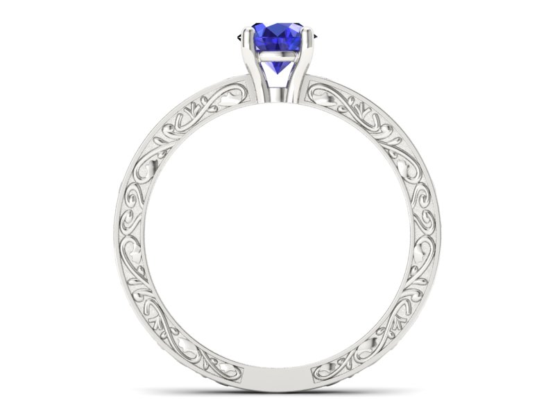 Złoty pierścionek z szafirem w białym złocie próby 585 - p16278bszc