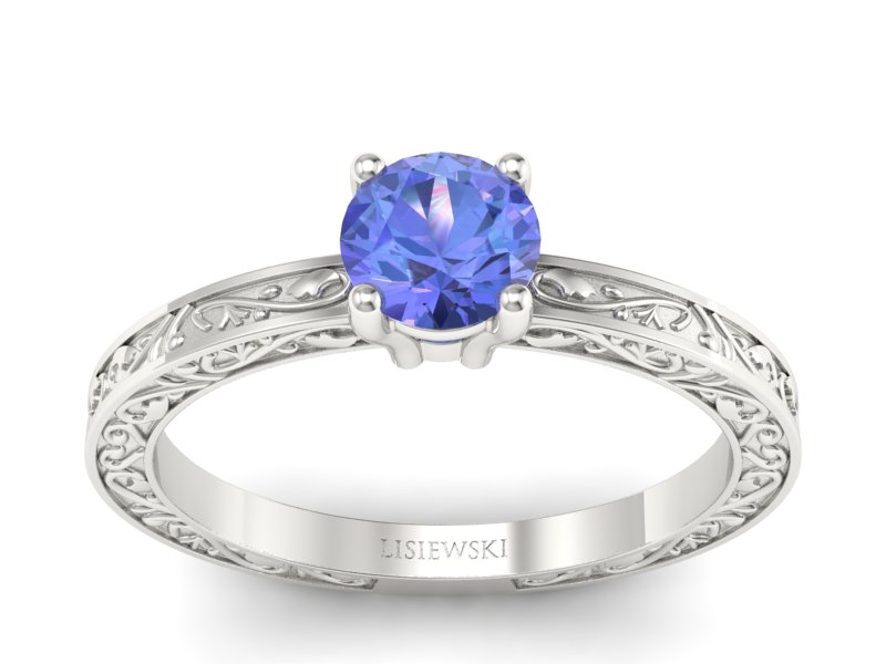 Złoty pierścionek z tanzanitem białe złoto - p16278bt - 1