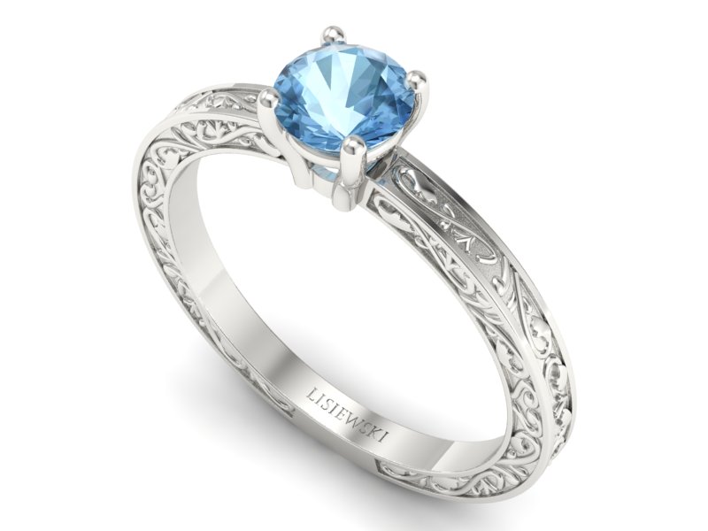 Złoty pierścionek z topazem białe złoto - p16278btp - 3