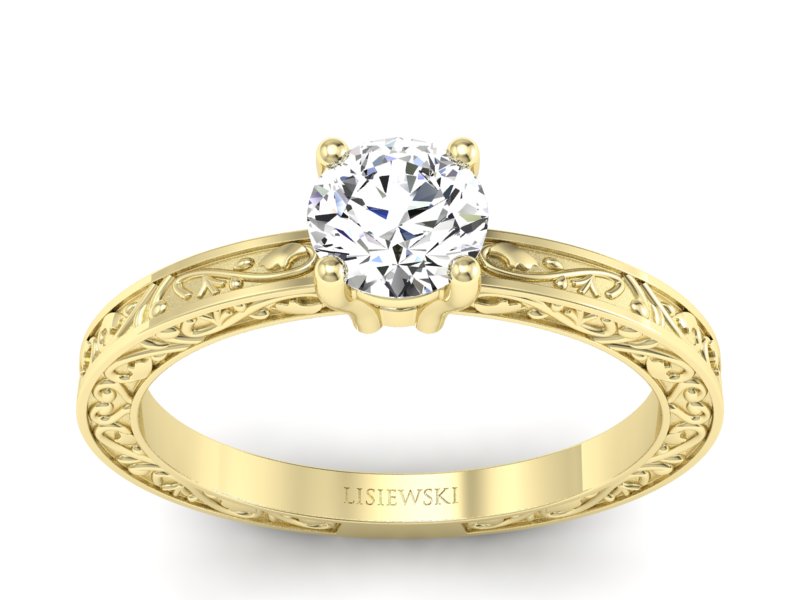 Złoty pierścionek z brylantem żółte złoto - p16278z - 1