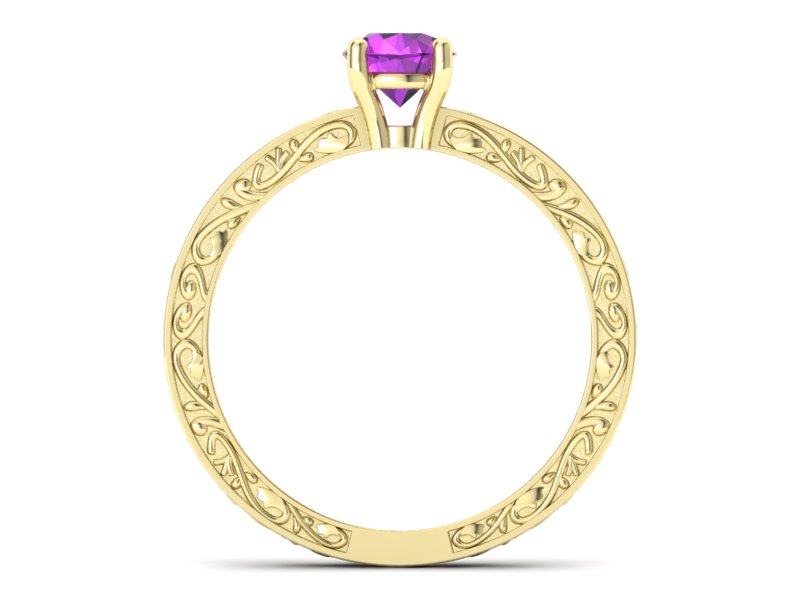 Złoty Pierścionek z ametystem żółte złoto 585 - p16278zat