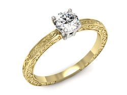 Pierścionek z diamentem żółte i białe złoto 585 - p16278zb