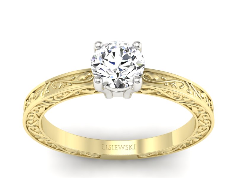 Pierścionek z diamentem żółte i białe złoto - p16278zb - 1