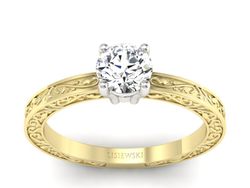 Pierścionek z diamentem żółte i białe złoto 585 - p16278zb