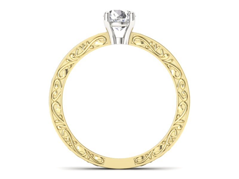 Pierścionek z diamentem żółte i białe złoto - p16278zb - 2