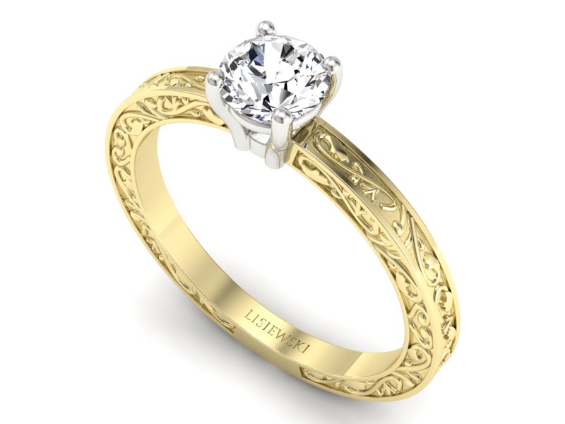 Pierścionek z diamentem żółte i białe złoto 585 - p16278zb