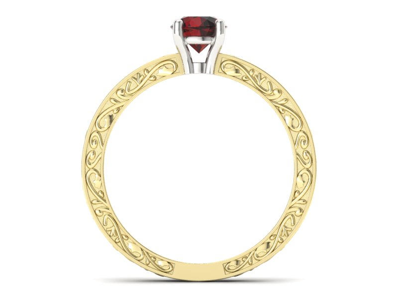 Pierścionek z granatem żółte białe złoto - p16278zbgr - 2