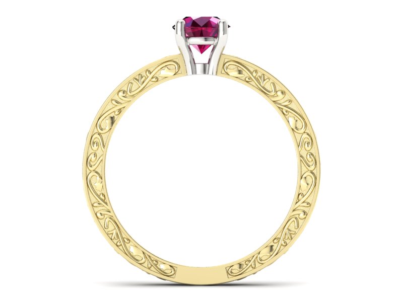 Pierścionek z rubinem żółte białe złoto - p16278zbr