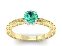 Pierścionek ze szmaragdem żółte i białe złoto - p16278zbsm