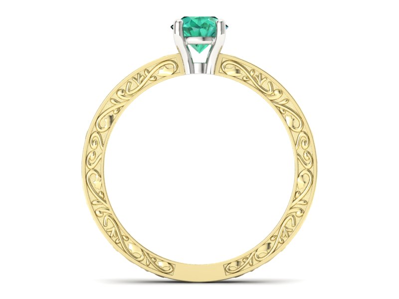 Pierścionek ze szmaragdem żółte i białe złoto - p16278zbsm - 2