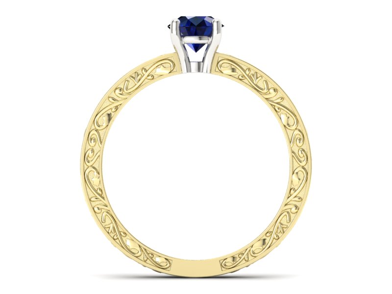 Pierścionek żółte i białe złoto z szafirem - p16278zbsz - 2