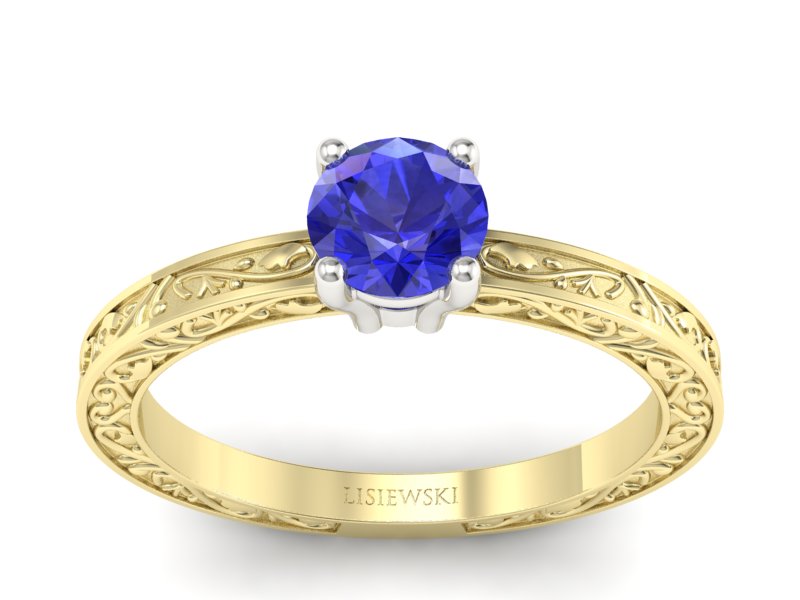 Pierścionek z szafirem żółte i białe złoto - p16278zbszc - 1